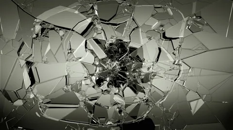 Glass shatter and breaking in slow motion 4K. Alpha matte Stock Footage