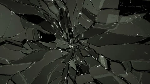 Glass shattered and broken slow motion and motion blur. Alpha matte Stock Footage