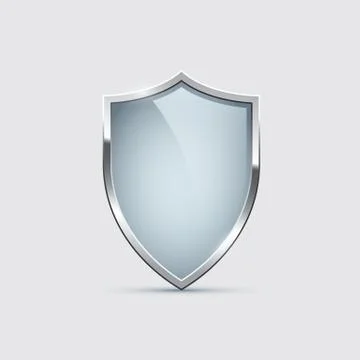 Glass shield with silver frame isolated on gray background. Vector design Stockillustratie