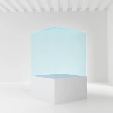 Glass showcase in the shape of a cube for presentation Stock Illustration