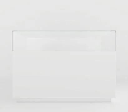 Glass Showcases. 3d render on a gray background Illustrazione stock