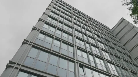 Glass Skyscraper Facade Rising into Sky, Extreme Low Angle Shot Stock-Footage 342726049