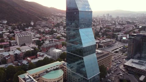 Glass skyscraper at the sunset Stock Footage 202648716