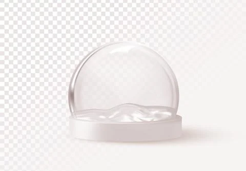 Glass snow globe empty isolated realistic 3d design. Festive Christmas object Stock Illustration