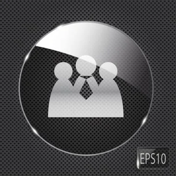 Glass social network button icon on metal background. ill Stock Illustration