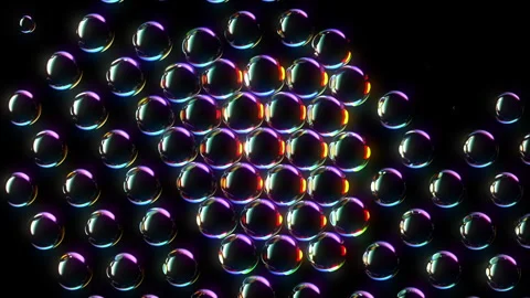 Glass Soft Bubbles Forming Strong Nano Structure on a Black Background Stock Footage 277490735