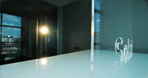 Glass solution Letters and Office in Background 動画素材 198399961
