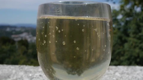 A glass with sparkling wine. Stockbeeldmateriaal 80248733