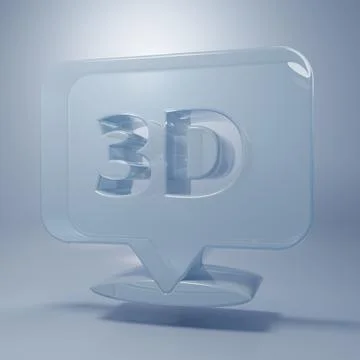 Glass Speech bubble with text 3D icon isolated on grey background. Minimali.. Stock Illustration