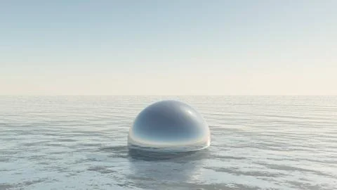 Glass sphere in the endless sea Illustrazione stock
