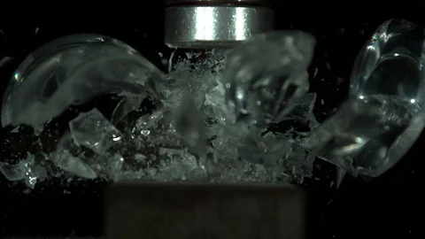 Glass Sphere Smashed Under Pressure Slo-Mo Video stock 77783375