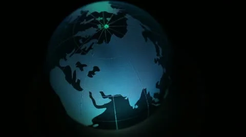 Glass sphere with world map on it and color illumination Stock Footage 10852622