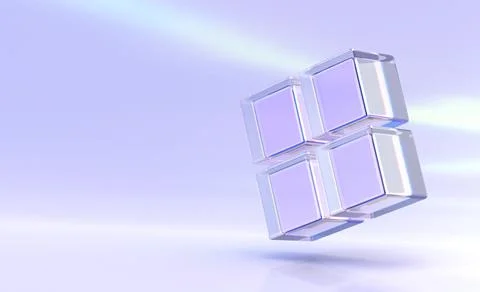 Glass square composition of crystal cubes or blocks with light dispersion and Illustrazione stock