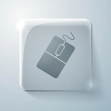 Glass square icon with highlights, computer mouse Stock Illustration