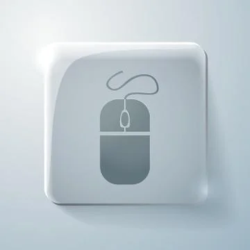 Glass square icon with highlights, computer mouse Stock Illustration