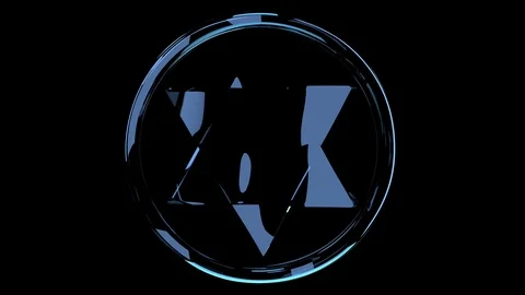 Glass star of David rotates in a ring on a black background. Symbol of israel Stock Footage 105533911
