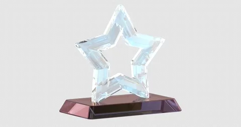 Glass star trophy rotation animation seamlessly loopable. 3D rendering isol.. Stock Footage 325392500