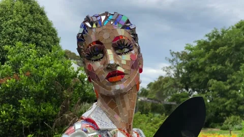Glass statue in park closeup Video stock 143648665