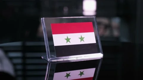 Glass Syria Flag Rotating On Table Video stock 208521766