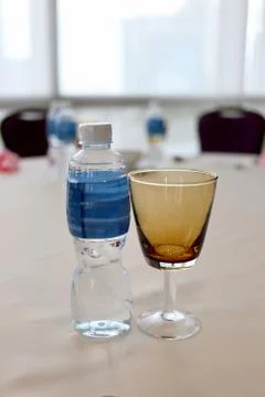 Glass on the tableware. Stock Photos