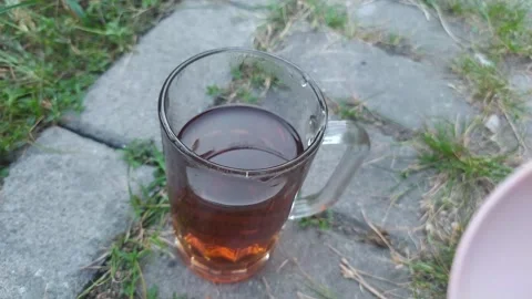 A glass off tea Video stock 314618233