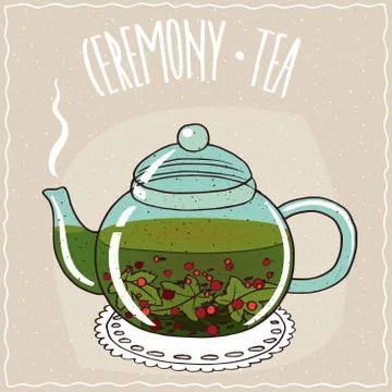 Glass teapot with tea currant Illustrazione stock