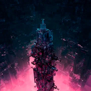 Glass technocore city Illustrazione stock