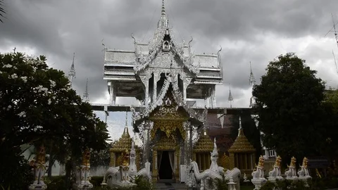 Glass temple with cloudy. Video stock 79742984