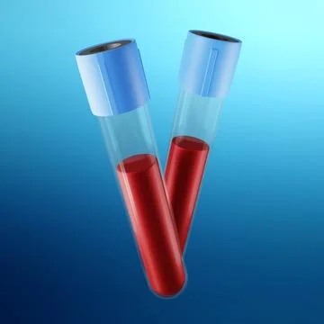 Glass test tubes on blue background Stock Illustration