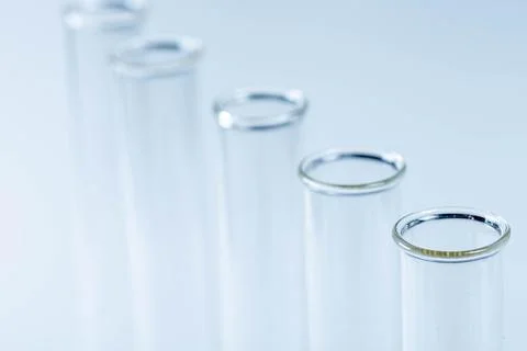 Glass test tubes close-up. The concept of research Stock-Fotos