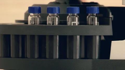 Glass test tubes in a plastic box. Stock Footage 127321465