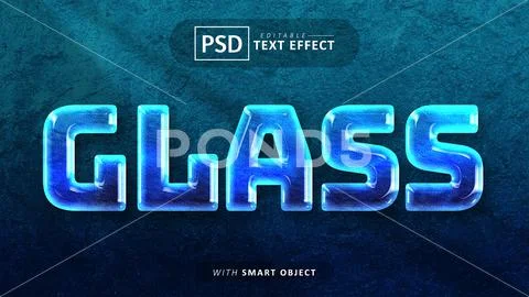 Glass text - editable font effect PSD Template