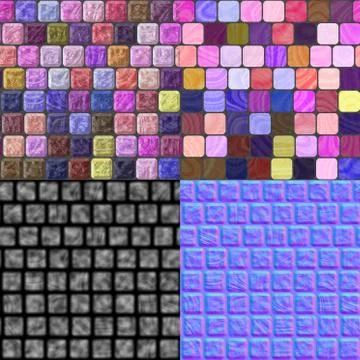 Glass tiles seamless generated texture (with diffuse, bump and normal map) Stock Illustration
