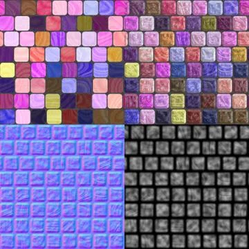 Glass tiles seamless generated texture (with diffuse, bump and normal map) Stock Illustration