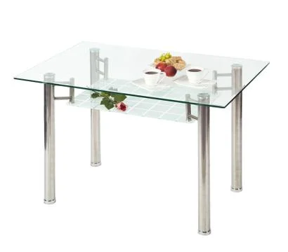 Glass top dining table Stock Photos
