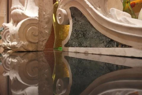 Glass top table Foto stock