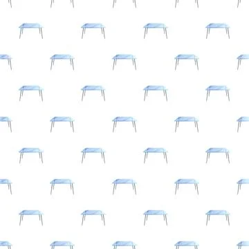 Glass top tables seamless pattern on white background Stock Illustration