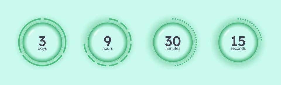 Glass translucent circular countdown timer set Illustrazione stock