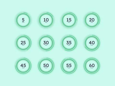Glass translucent circular countdown timer set Illustrazione stock