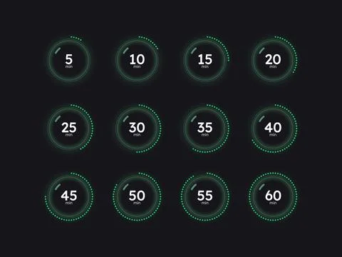 Glass translucent countdown timer set on dark background 库存插图