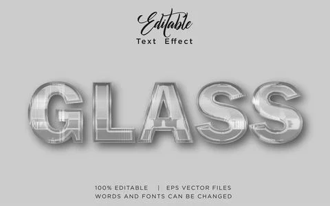 Glass Transparent 3D Editable Text Effect Vector Template Stock Illustration