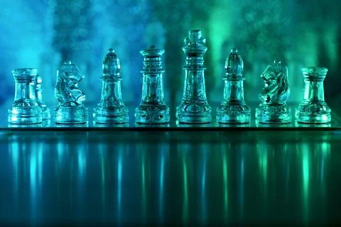 Glass transparent chess background Stock Photos