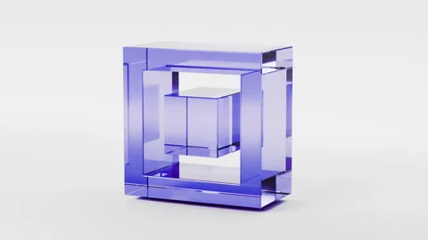 Glass transparent cubes and rectangles 3d geometric shape. Techno or business Stock Footage 273991792