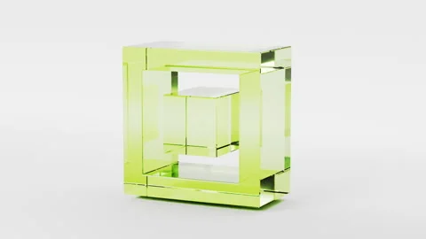 Glass transparent cubes and rectangles 3d geometric shape. Techno or business Stock Footage 274053575