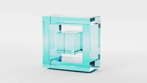 Glass transparent cubes and rectangles 3d geometric shape. Techno or business Stock Footage 274053651
