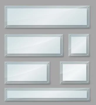 Glass transparent frames of different sizes isolated set 스톡 일러스트