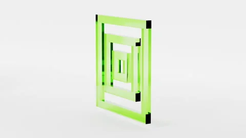 Glass transparent rectangle 3d geometric shape. Techno or business looping Stock Footage 273773661