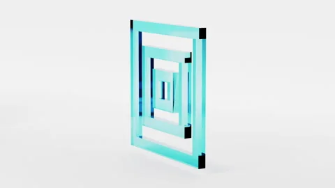 Glass transparent rectangle 3d geometric shape. Techno or business looping Stock Footage 274053420