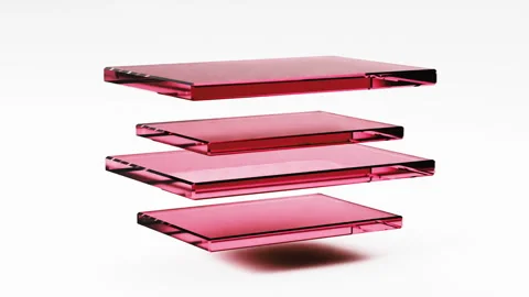 Glass transparent rectangle plates element rotation. Geometric 3d looping Stock Footage 271485399