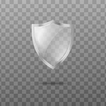 Glass transparent security guard shield with silver frame a vector illustration. Illustrazione stock